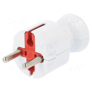 Connector: AC supply | male | plug | 2P | 250VAC | 16A | white | for cable
