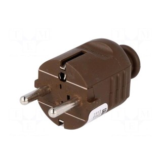 Connector: AC supply | male | plug | 2P+PE | 230VAC | 16A | brown | PIN: 3