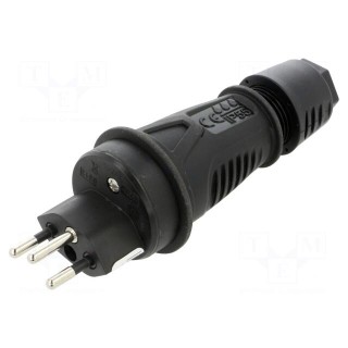 Connector: AC supply | male | plug | 2P+PE | 250VAC | 10A | black | PIN: 3