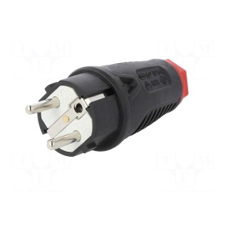 Connector: AC supply | male | plug | 2P+PE | 250VAC | 16A | for cable