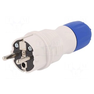 Connector: AC supply | male | plug | 2P+PE | 250VAC | 16A | blue,grey