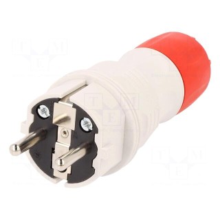 Connector: AC supply | male | plug | 2P+PE | 250VAC | 16A | red,grey | IP54