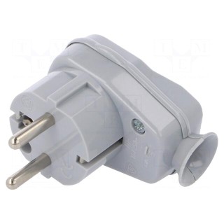 Connector: AC supply | male | plug | 2P+PE | 250VAC | 16A | grey | PIN: 3