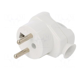 Connector: AC supply | male | plug | 2P+PE | 250VAC | 16A | white | PIN: 3