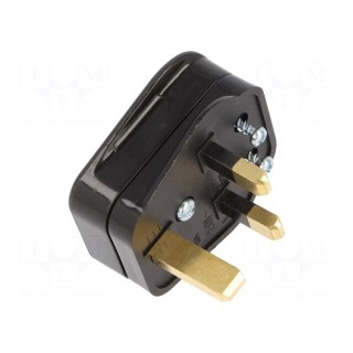 Connector: AC supply | plug | 2P+PE | 250VAC | 3A | black | PIN: 3 | angled