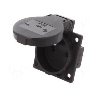 Connector: AC supply | socket | 2P+PE | 230VAC | 16A | black | PIN: 3 | IP54