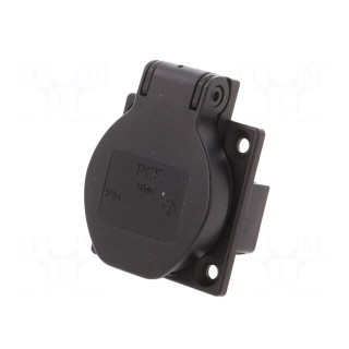 Connector: AC supply | socket | 2P+PE | 230VAC | 16A | black | PIN: 3 | IP54
