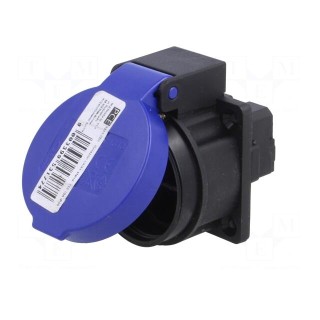 Connector: AC supply | socket | 2P+PE | 250VAC | 10A | black,blue | PIN: 3