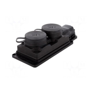 Connector: AC supply | socket | 2P+PE | 250VAC | 16A | black | IP44