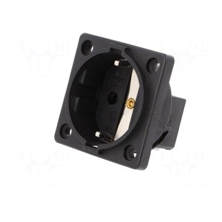 Connector: AC supply | socket | 2P+PE | 250VAC | 16A | black | PIN: 3