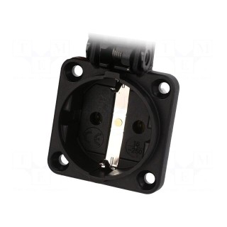Connector: AC supply | socket | 2P+PE | 250VAC | 16A | black | PIN: 3 | IP54