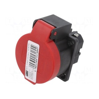 Connector: AC supply | socket | 2P+PE | 250VAC | 16A | black,red | PIN: 3