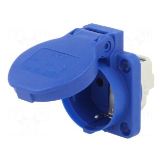 Connector: AC supply | socket | 2P+PE | 250VAC | 16A | blue | PIN: 3 | IP54