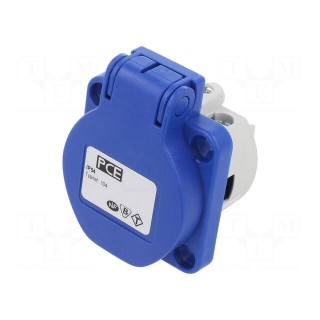 Connector: AC supply | socket | 2P+PE | 250VAC | 16A | blue | PIN: 3 | IP54