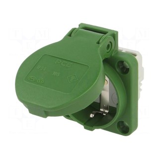Connector: AC supply | socket | 2P+PE | 250VAC | 16A | green | PIN: 3 | IP54