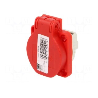 Connector: AC supply | socket | 2P+PE | 250VAC | 16A | red | PIN: 3 | IP54