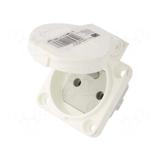 Connector: AC supply | socket | 2P+PE | 250VAC | 16A | white | PIN: 3 | IP54