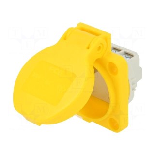 Connector: AC supply | socket | 2P+PE | 250VAC | 16A | yellow | PIN: 3