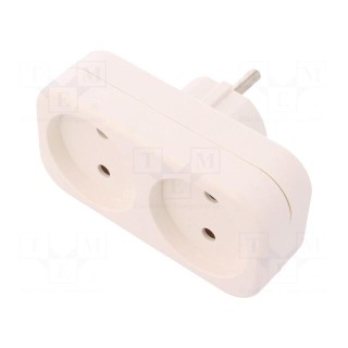 Connector: AC supply | splitter | 2P | 230VAC | 16A | Type: round | white