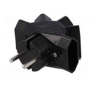 Connector: AC supply | splitter | 2P | 250VAC | 6A | Type: flat | black
