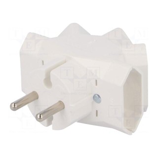 Connector: AC supply | splitter | 2P | 250VAC | 6A | white