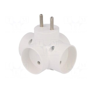 Connector: AC supply | splitter | 2P | Type: round | white