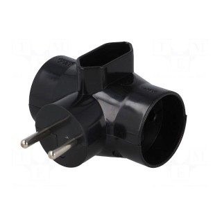 Connector: AC supply | splitter | 2P | Type: round,flat | black