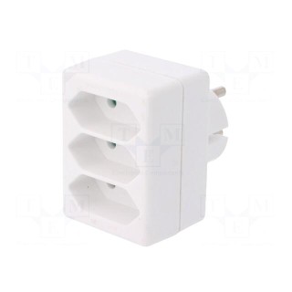 Connector: AC supply | splitter | 2P | Type: round,flat | white