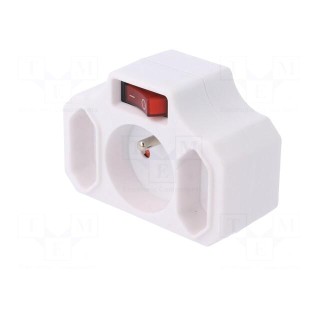Connector: AC supply | splitter | 2P+PE | 230VAC | white