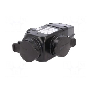 Connector: AC supply | splitter | 2P+PE | 250VAC | 16A | black | IP44