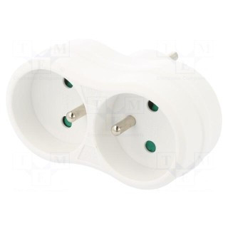 Connector: AC supply | splitter | 2P+PE | 250VAC | 16A | white