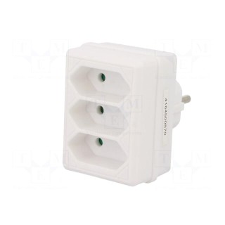 Plug socket strip: protective | Sockets: 3 | Colour: white