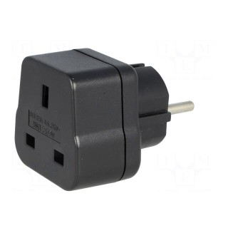 Transition: adapter | 2P+PE | 230VAC | 13A | Type: UK | black | PIN: 3