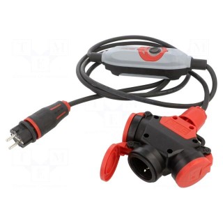Transition: adapter cable | 2P+PE | 230VAC | 16A | PIN: 3