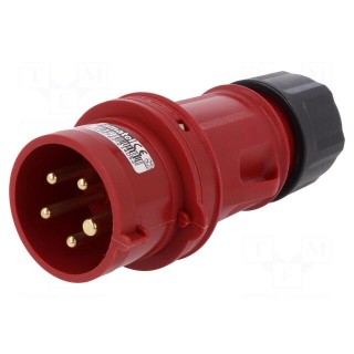 Connector: AC supply 3-phase | plug | male | 16A | 380/415VAC | IP44