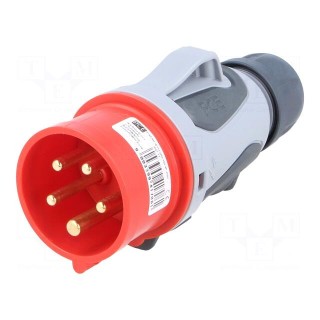 Connector: AC supply 3-phase | plug | male | 16A | 400VAC | IP44 | PIN: 5