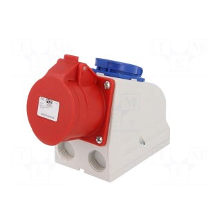 Connector: AC supply 3-phase | socket | female | 16A | 400VAC | Schuko