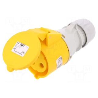 Connector: AC supply | plug | female | 32A | 110VAC | IP44 | Layout: 2P+PE