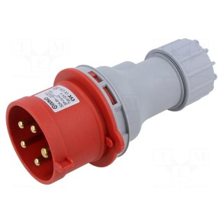 Connector: AC supply | plug | male | 32A | IEC 60309 | IP44 | PIN: 5 | 400V