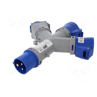 Connector: AC supply | splitter | male/female | 16A | 230VAC | IP44