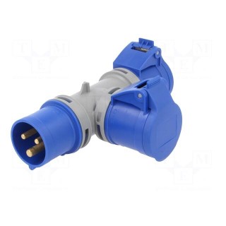 Connector: AC supply | splitter | male/female | 16A | 230VAC | IP44