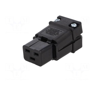 Connector: AC supply | plug | female | 20A | 250VAC | C19 (J) | for cable