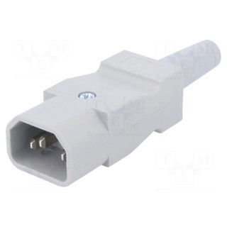 Connector: AC supply | plug | male | 10A | 250VAC | IEC 60320 | C14 (E)