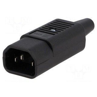 Connector: AC supply | plug | male | 10A | 250VAC | IEC 60320 | C14 (E)