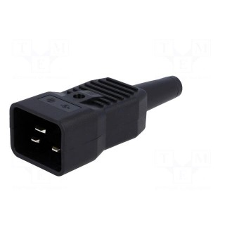 Connector: AC supply | plug | male | 16A | 250VAC | IEC 60320 | C20 (I)