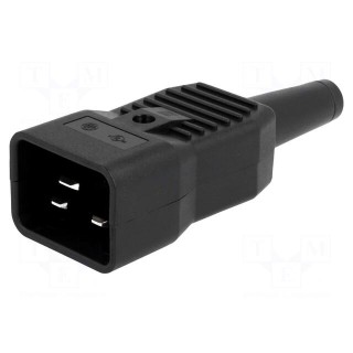 Connector: AC supply | plug | male | 16A | 250VAC | IEC 60320 | C20 (I)