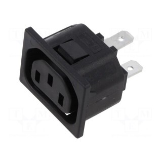 Connector: AC supply | socket | female | 10A | 250VAC | C13 (F) | max.3mm