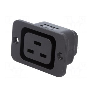 Connector: AC supply | socket | female | 10A | 250VAC | IEC 60320 | 45mm