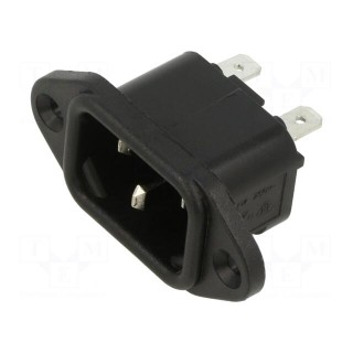 Connector: AC supply | socket | male | 10A | 250VAC | IEC 60320 | C14 (E)