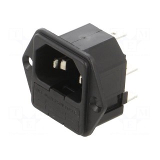 Connector: AC supply | socket | male | 10A | 250VAC | C14 (E) | -40÷70°C